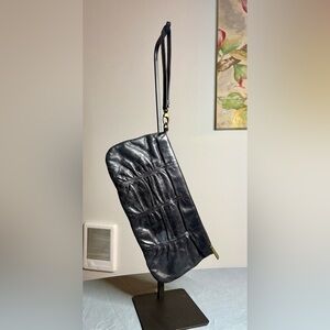 HOBO Shiny Black Leather Wristlet